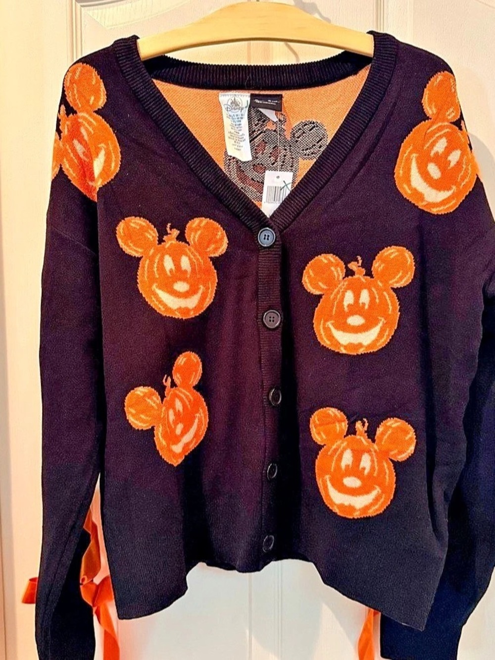 Disney Mickey Pumpkin Cardigan Large NWT